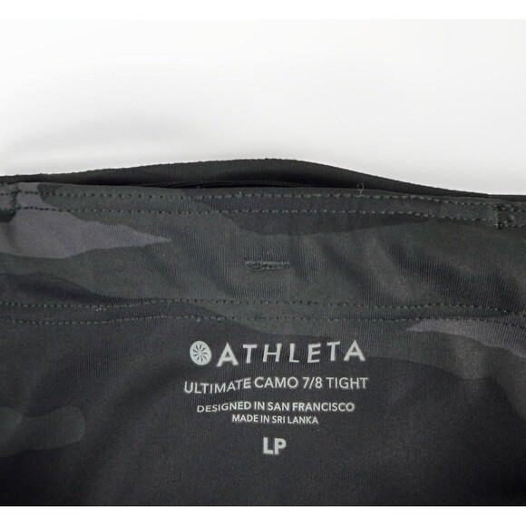 Athleta Ultimate Camo 7/8 Tight Women's Size LP Petite Black Mid Rise Pocket - Picture 2 of 11